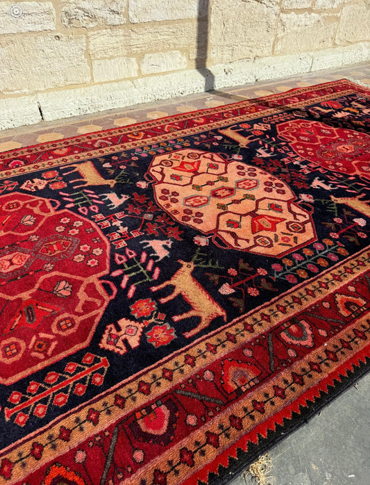 Stunning tribal persian rug navy and red tones