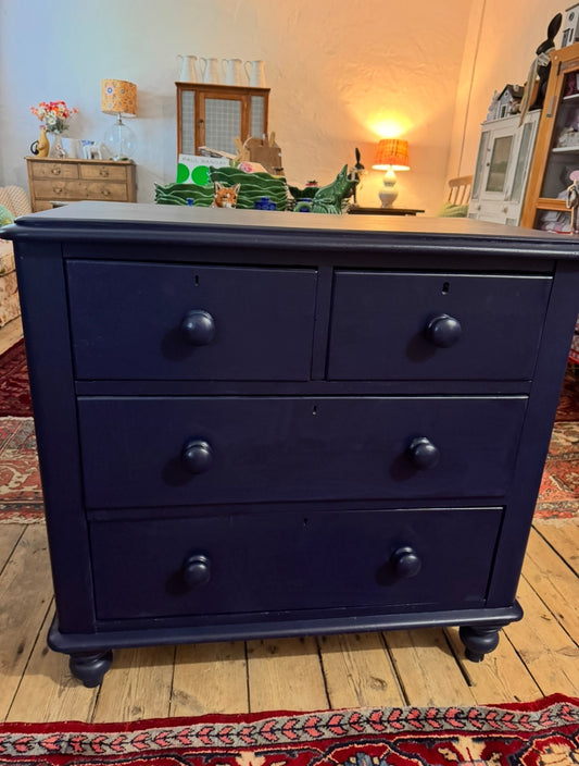 Victorian chest of drawers painted navy