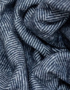 Wool Blanket Navy Herringbone