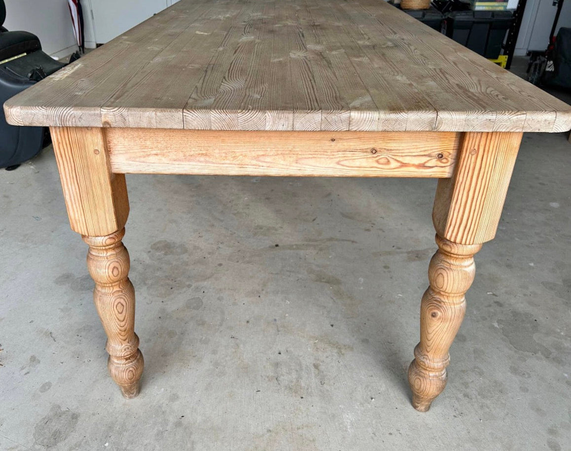 Raw pine farmhouse table imported from England