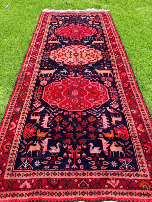 Stunning tribal persian rug navy and red tones