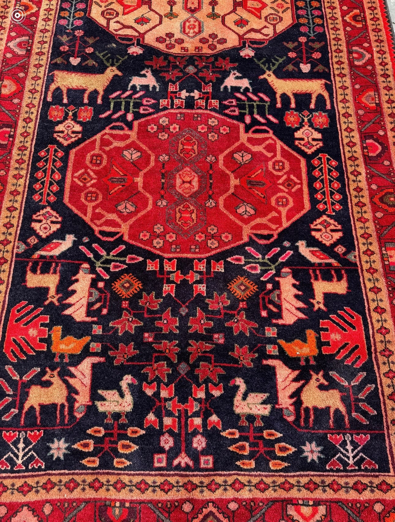 Stunning tribal persian rug navy and red tones