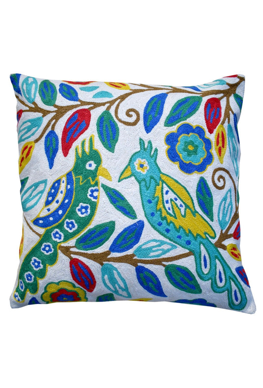 Eliza Piro Love Birds Cushion blue and green