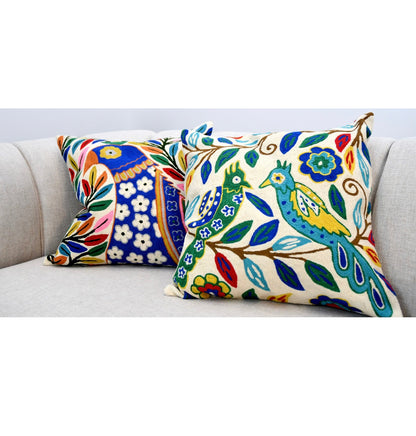 Eliza Piro Love Birds Cushion blue and green