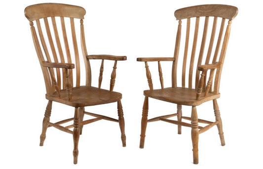 Antique Beech & Elm comb back country chairs