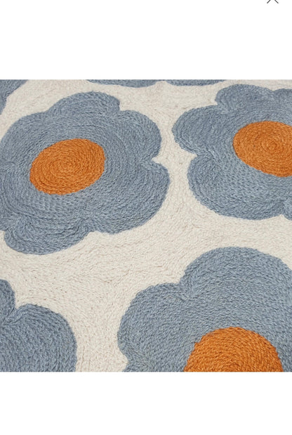 Eliza Piro Embroidered Cushion White with Blue