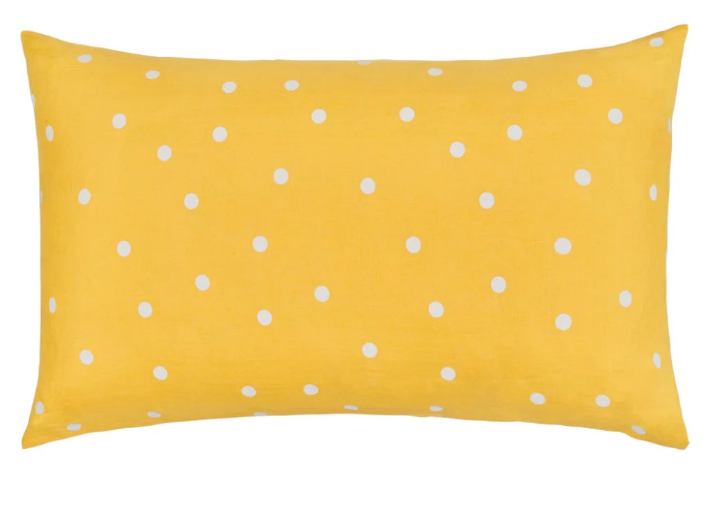 Yellow spot linen pillow case