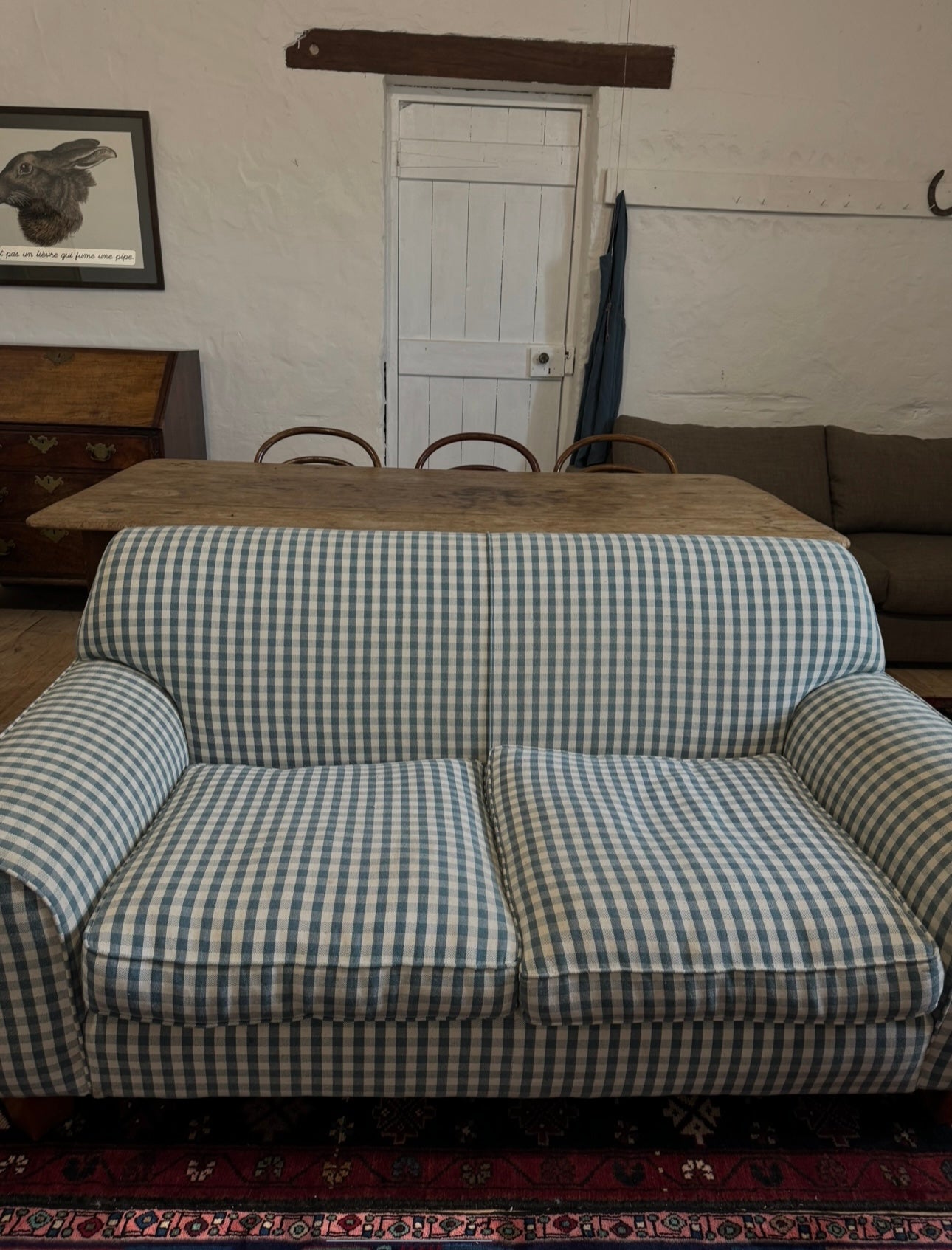 Country check sofa