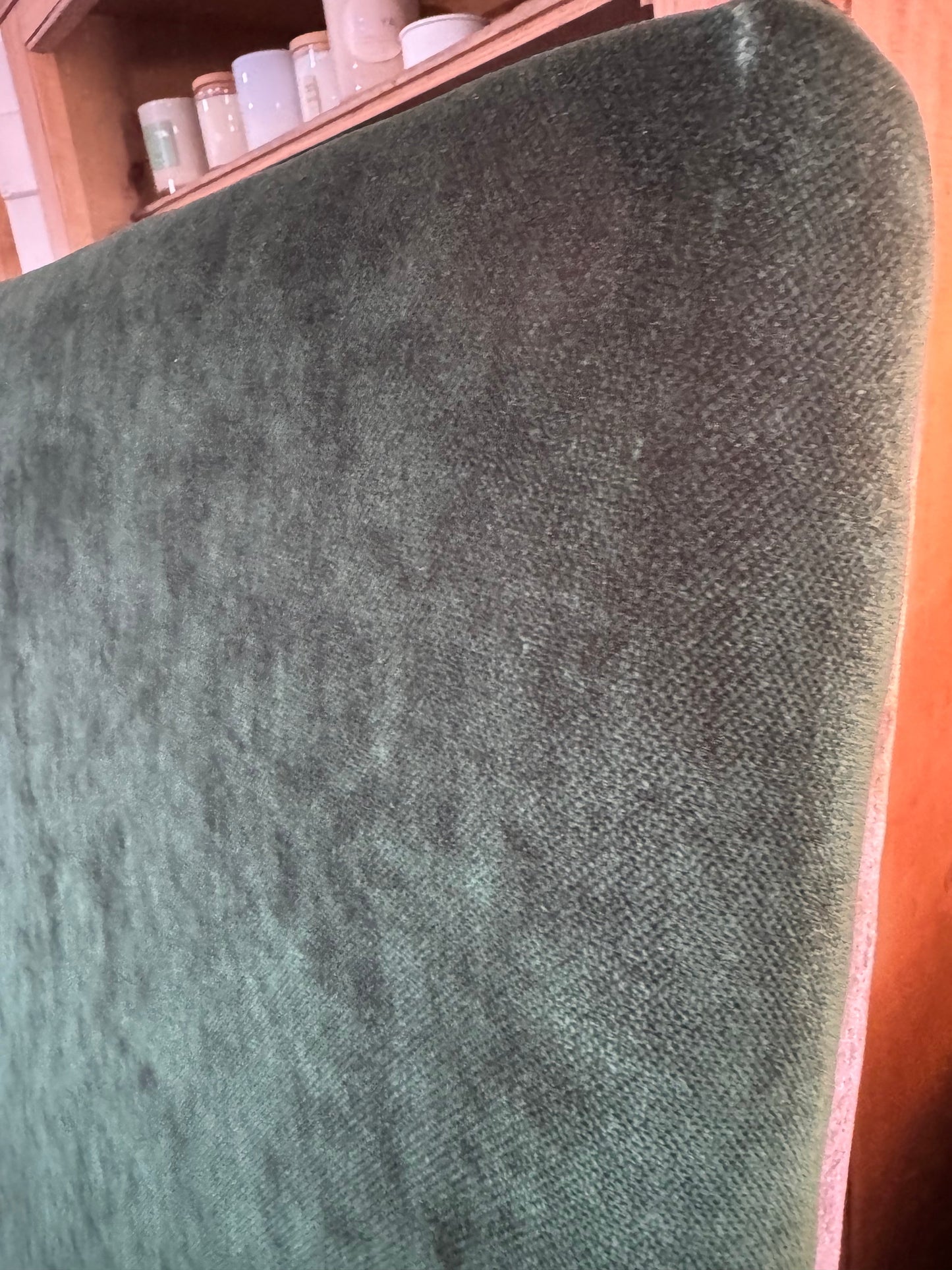 Double Bedhead covered in Forest Green velvet