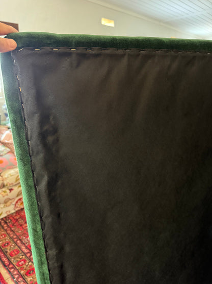 Double Bedhead covered in Forest Green velvet