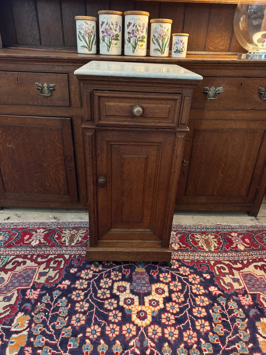 French oak bedside table on castors