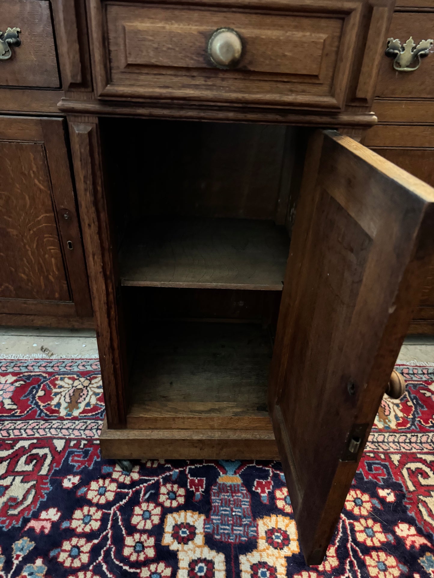 French oak bedside table on castors