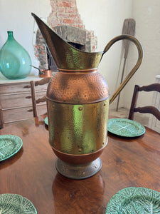 French copper and brass over sized jug
