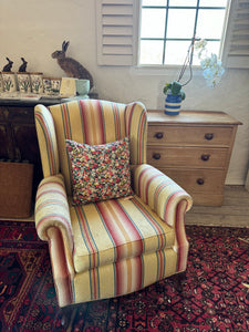 Striped wing back chair