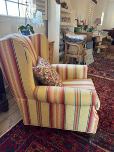 Striped wing back chair