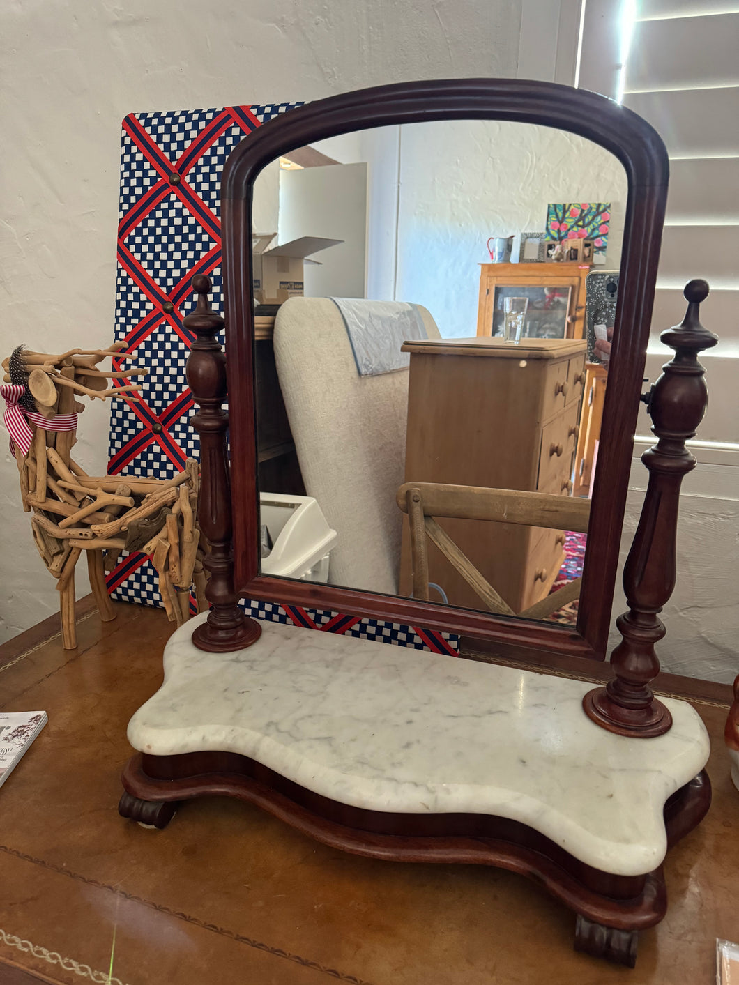 Victorian mahogany toilet mirror