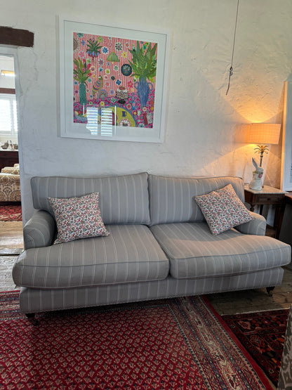 Hamptons navy striped sofa 3 seater