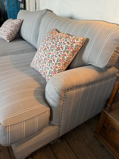 Hamptons navy striped sofa 3 seater