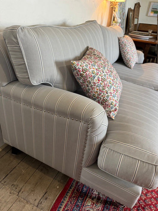 Hamptons navy striped sofa 3 seater