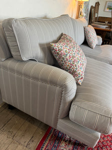 Hamptons navy striped sofa 4 seater