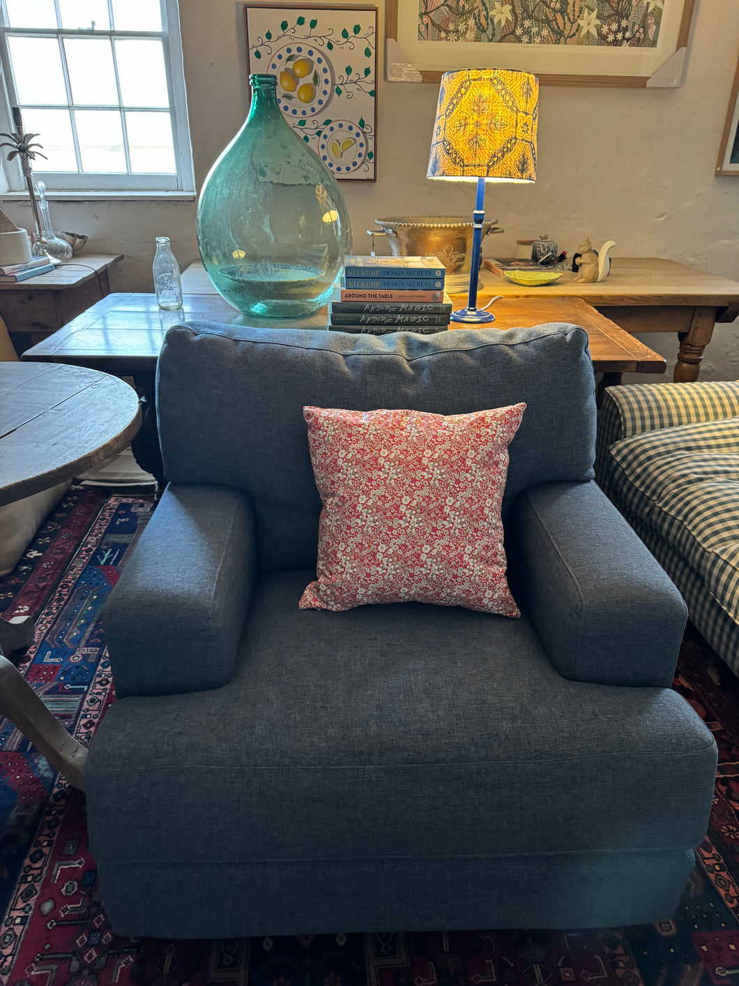 Denim blue armchair