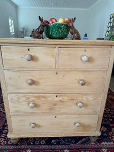Large raw pine chest of drawers