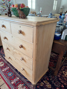 Large raw pine chest of drawers