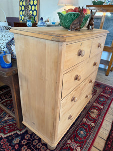 Large raw pine chest of drawers