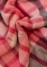 Load image into Gallery viewer, Wool blanket berry gingham check
