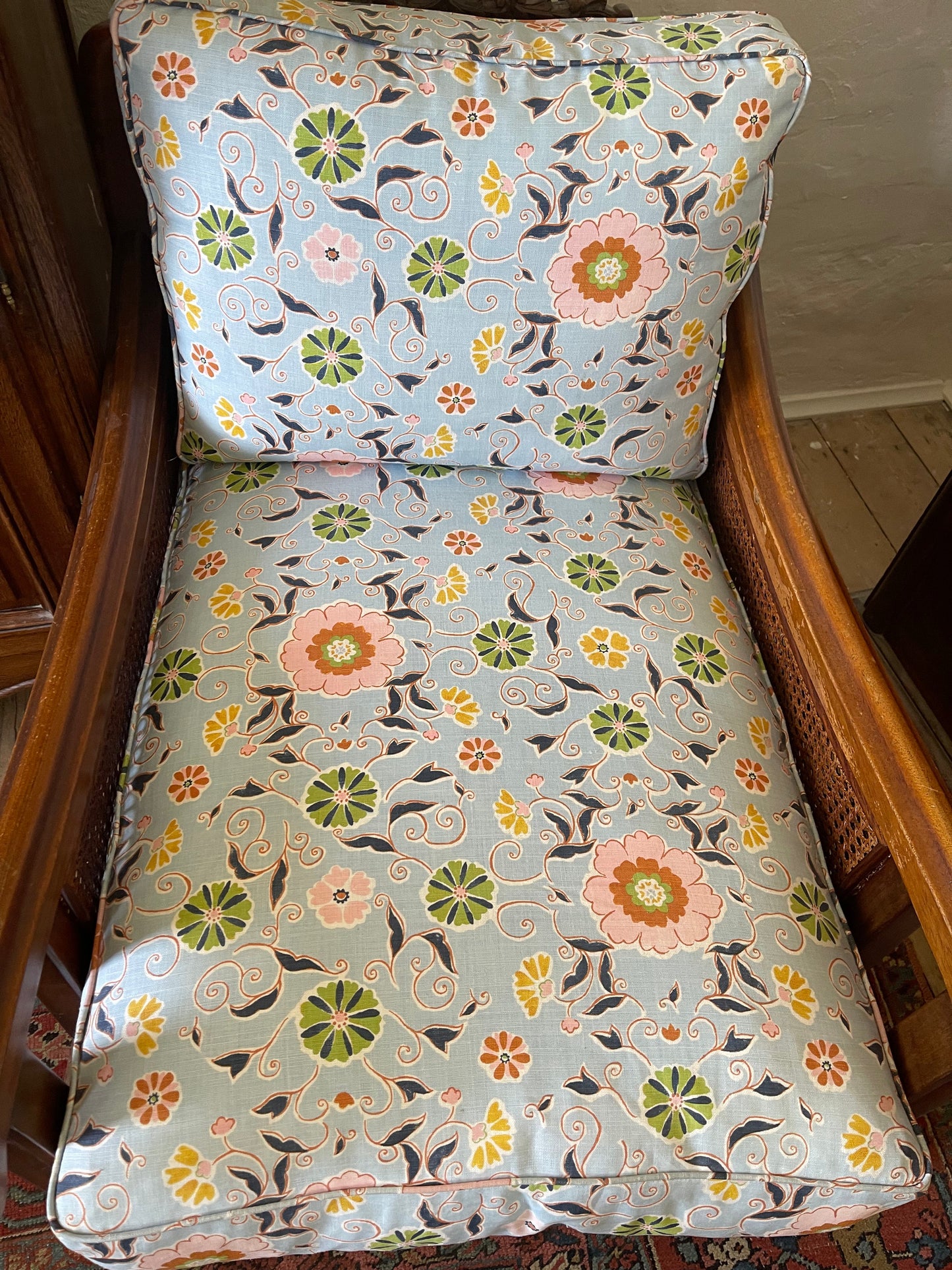 Antique Jacobean chair recovered in Anna Spiro “Leilani” fabric