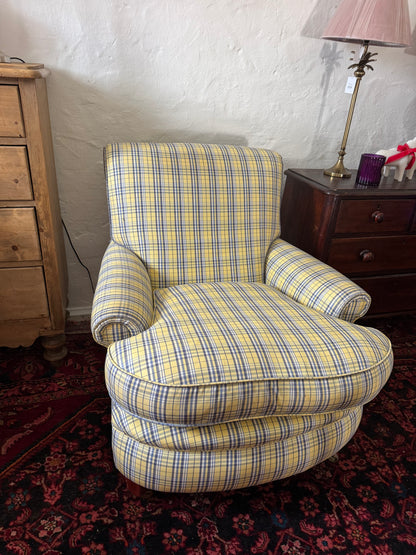 Yellow tartan armchair