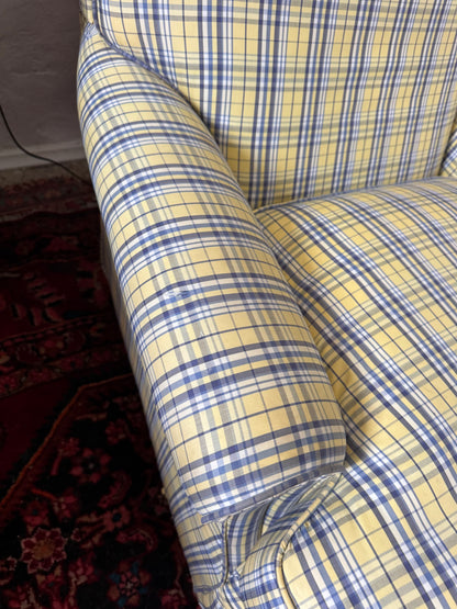 Yellow tartan armchair