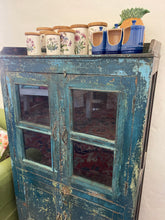 Load image into Gallery viewer, Vintage blue/green cabinet with an amazing patina
