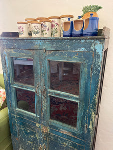 Vintage blue/green cabinet with an amazing patina