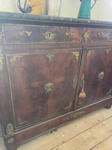 Marble topped French Empire walnut buffet