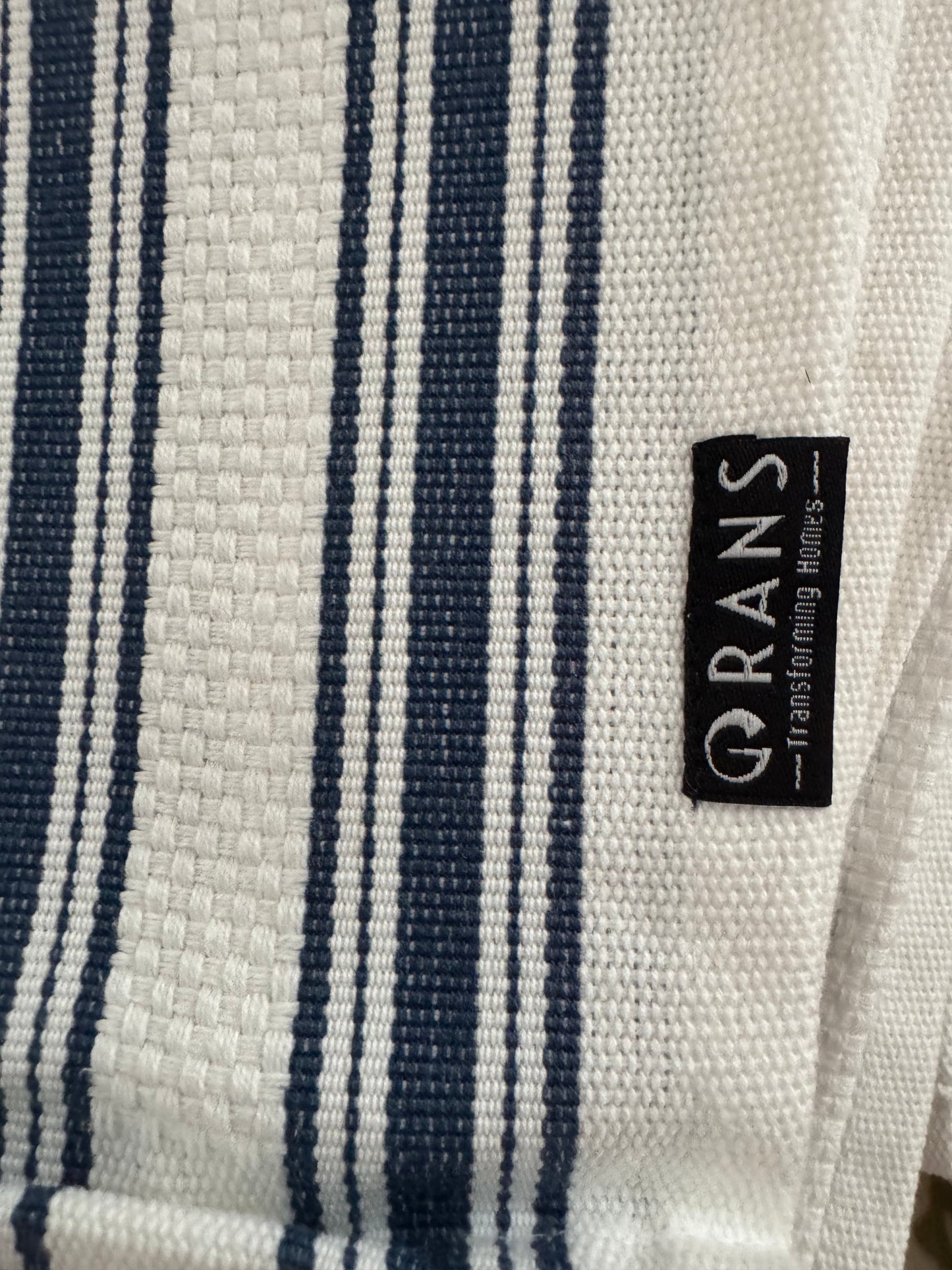Rans tea towel navy stripe