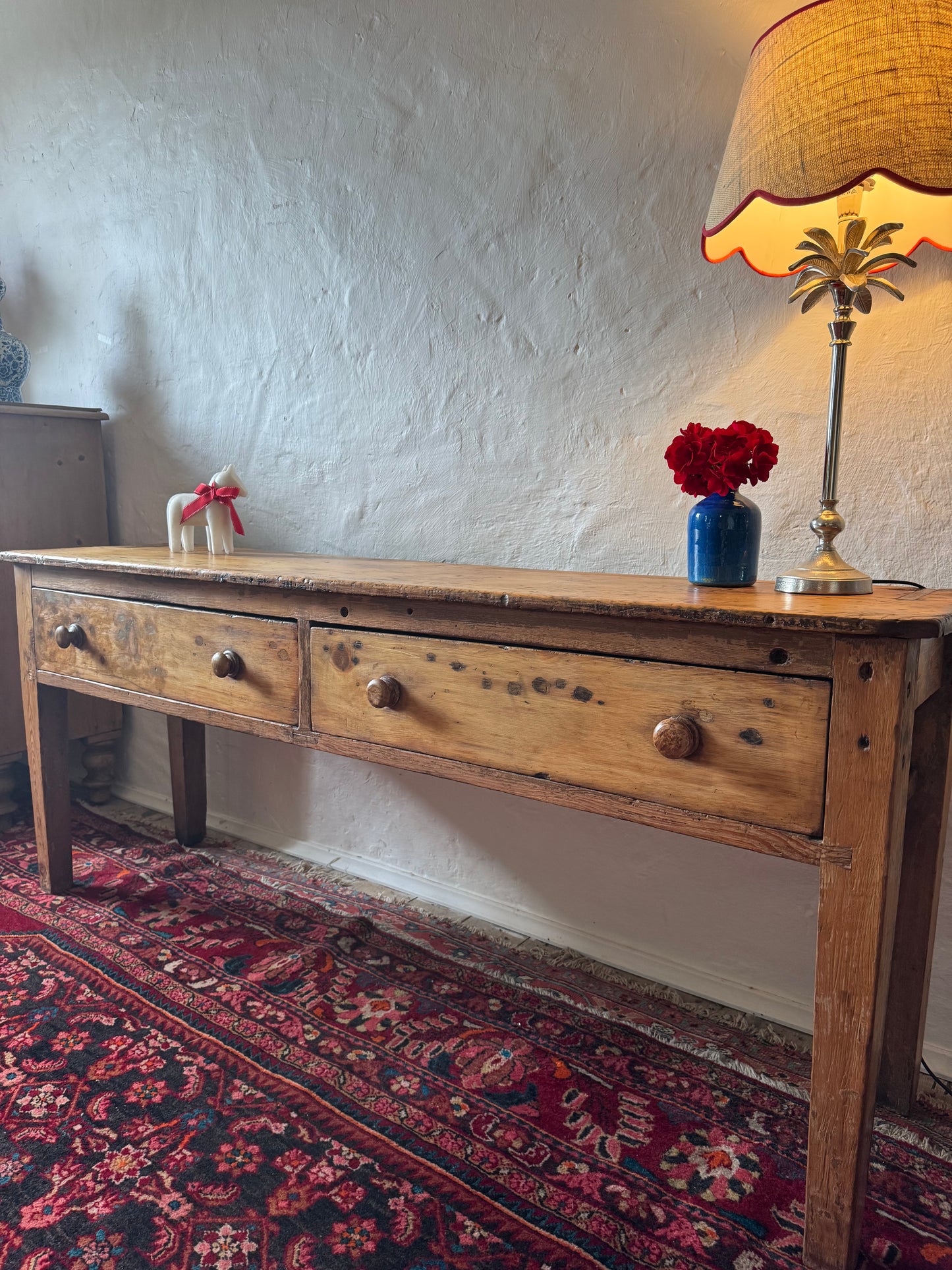 Antique Baltic pine console table with drawers