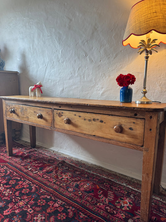 Antique Baltic pine console table with drawers