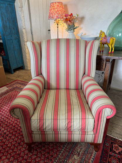 Striped armchair feather cushion