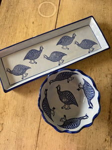 Ceramic Guinea fowl tray