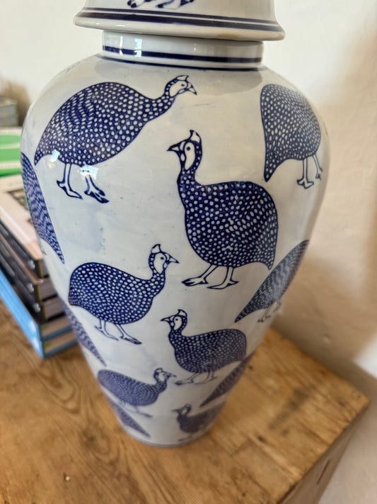 Guinea fowl ginger jar
