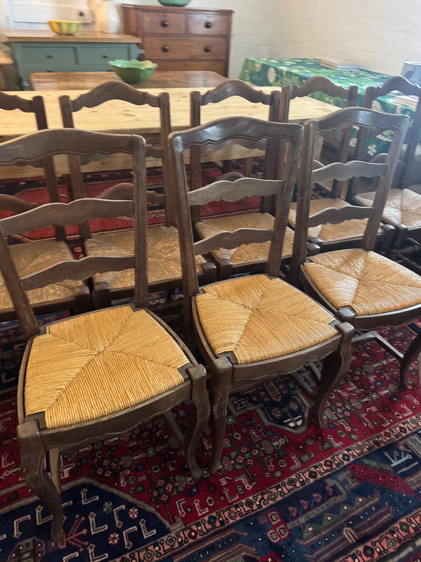 Set of 9 ladderback chairs