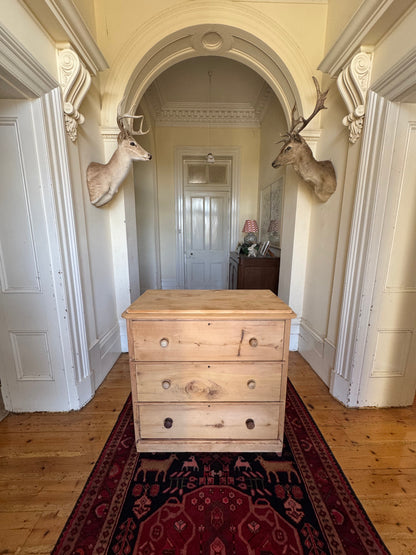 Antique raw pine chest of drawers