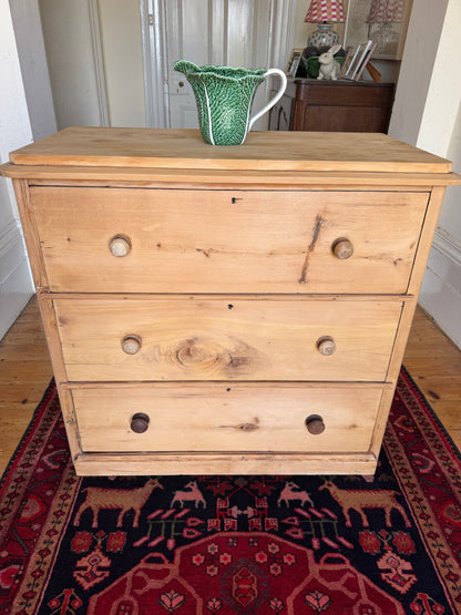 Antique raw pine chest of drawers