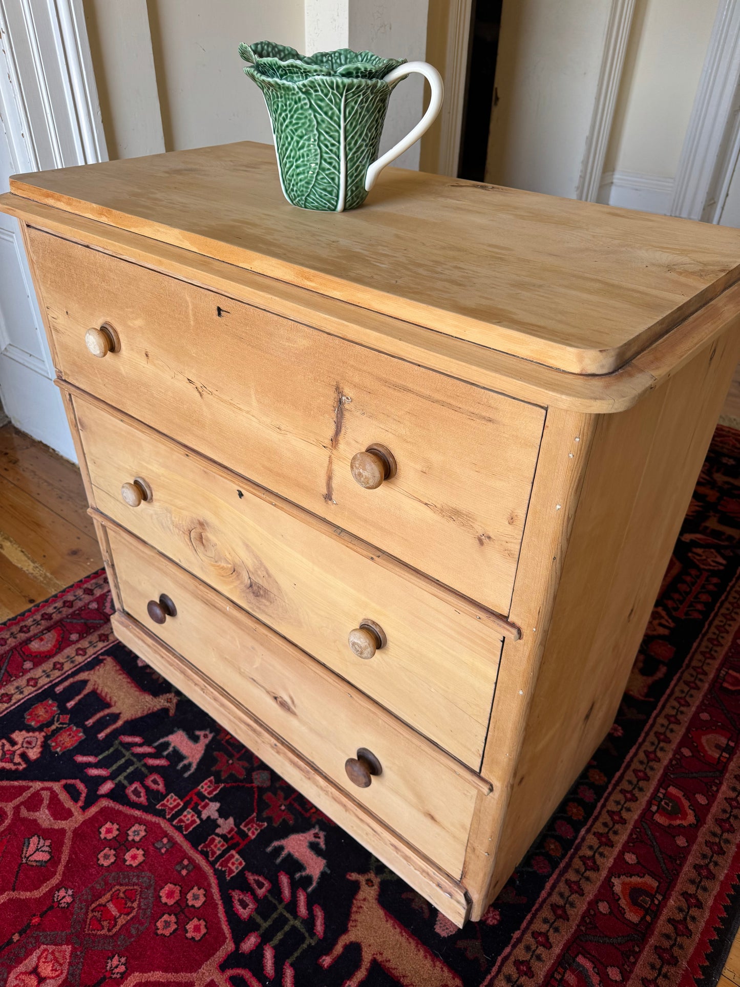 Antique raw pine chest of drawers
