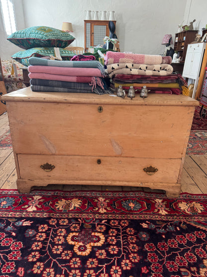 Antique pine trunk with drawers