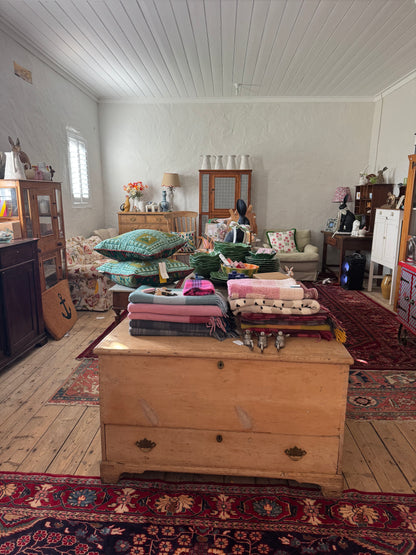 Antique pine trunk with drawers