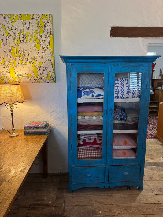 Vintage blue cabinet with magic patina