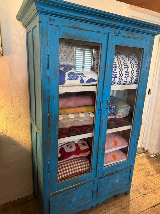 Vintage blue cabinet with magic patina