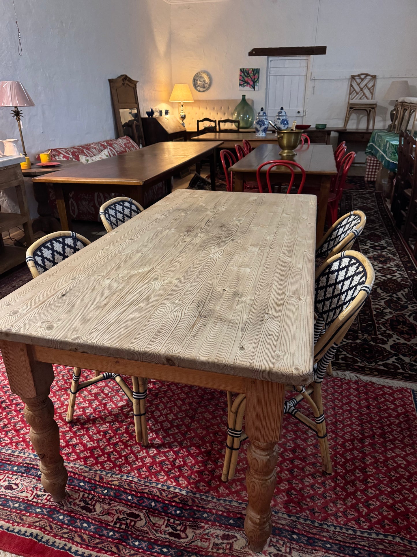 Raw pine farmhouse table imported from England